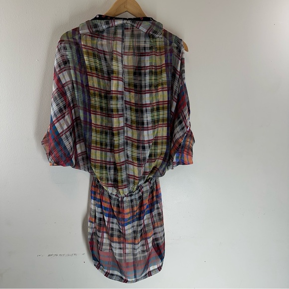 Byron Lars Beauty Mark London Lights Plaid Patchwork Tunic Blouse - Size 4 - Picture 2 of 8